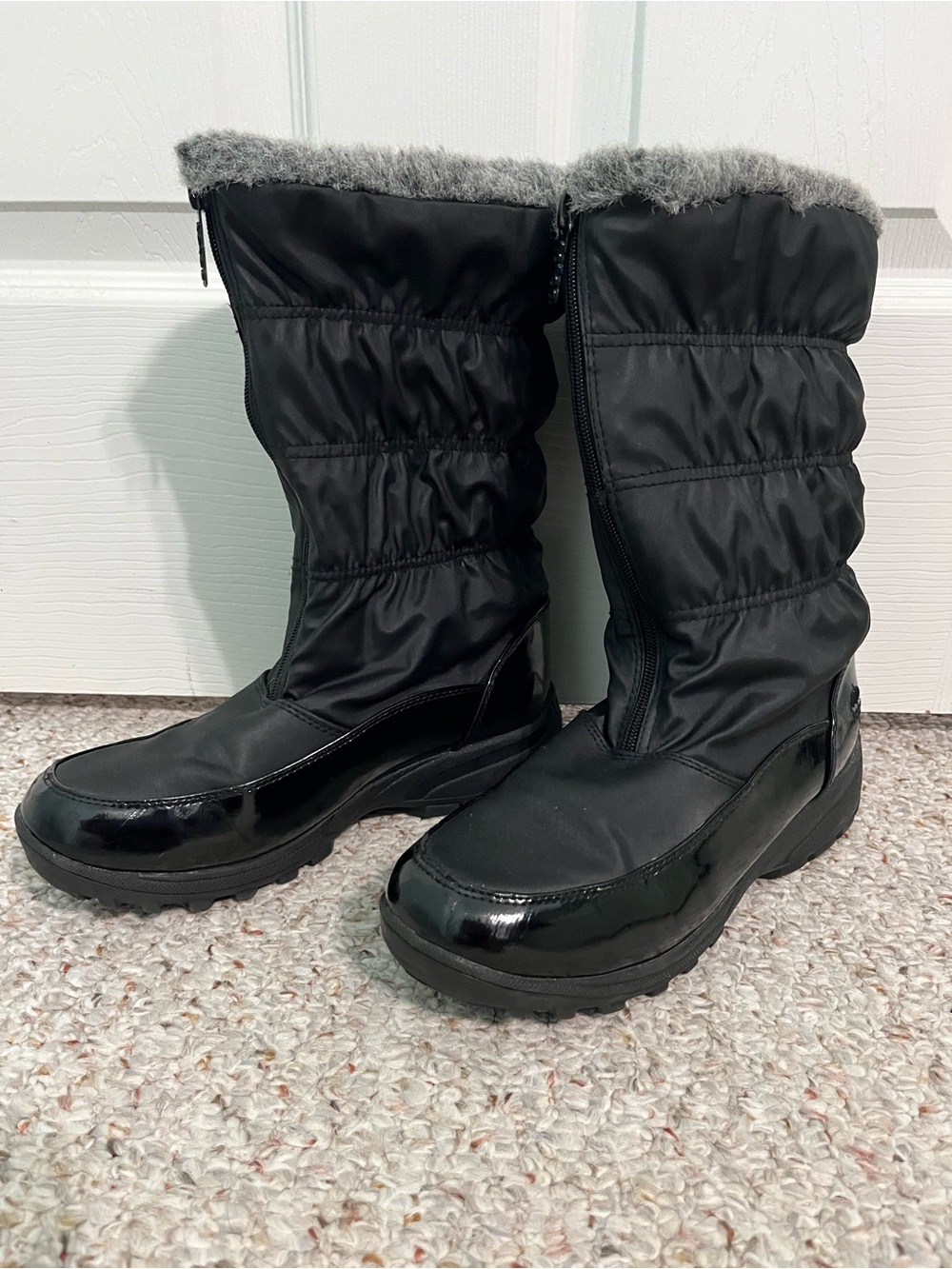 Kohl's Black Quilted Faux-Fur Trim Winter Boots